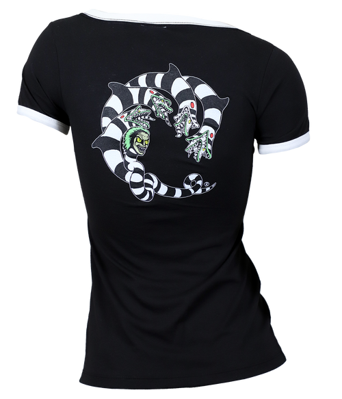 Beetle Ladies S/S Ringer T-Shirt - Wave Riding Vehicles