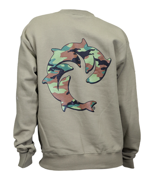 Camo Solid Ladies Crew Sweatshirt - Wave Riding Vehicles