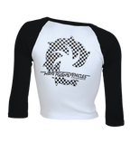 Checker Ladies Crop Raglan T-Shirt - Wave Riding Vehicles