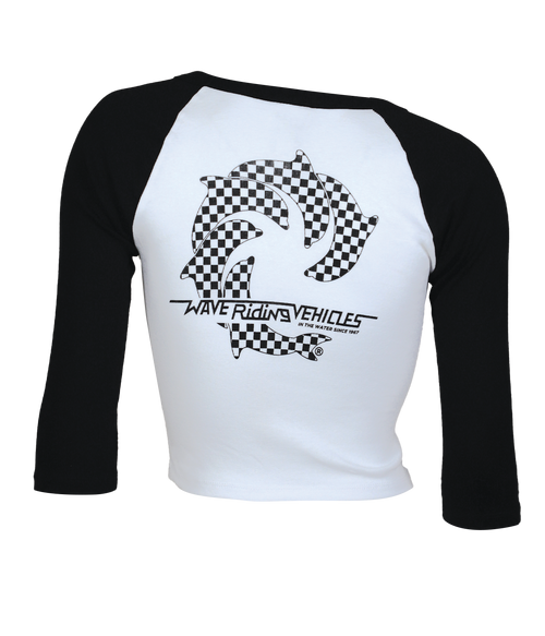 Checker Ladies Crop Raglan T-Shirt