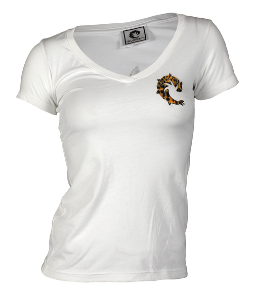 Cheetah Baby Ladies S/S V-Neck T-Shirt - Wave Riding Vehicles