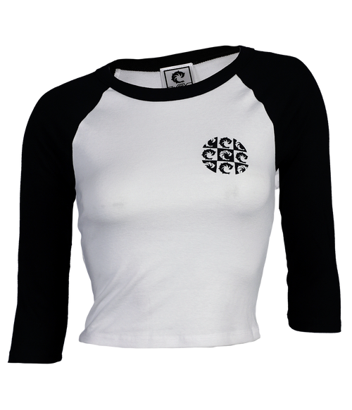 OBX Wall Ladies Crop Raglan T-Shirt - Wave Riding Vehicles