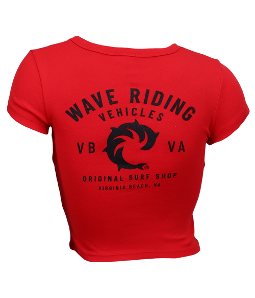 VB Surf Shop Ladies Crop S/S T-Shirt - Wave Riding Vehicles