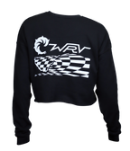 Checker Wave Ladies Crop Crew Sweatshirt - Wave Riding Vehicles